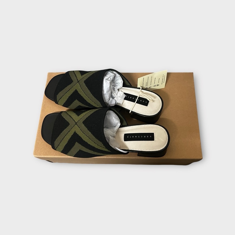 Sanctuary Rally Block Heel Mule Clog Sandals Size 8 New in Box ! Green and black - Picture 11 of 12